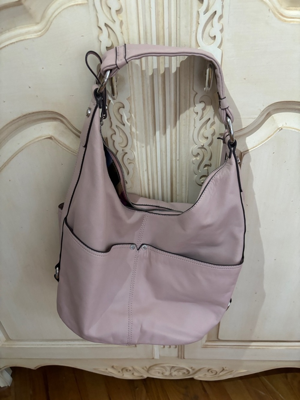 Tignanello Soft Pink Leather Hobo Bag -  with matching wallet